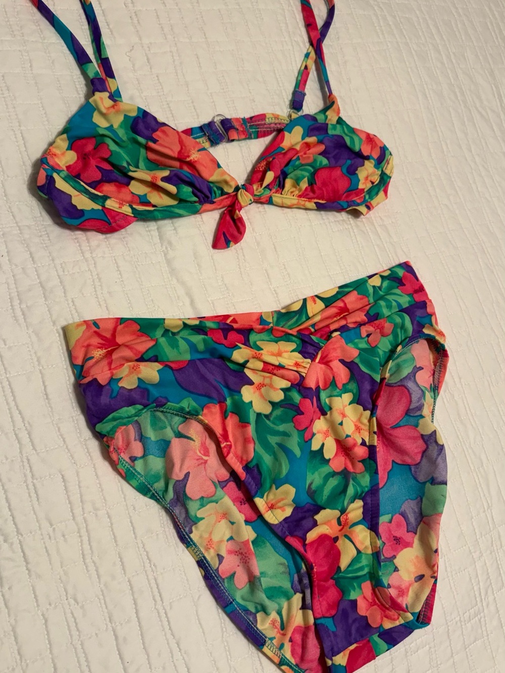 Floral Tie-Front Bikini Set in Multicolor